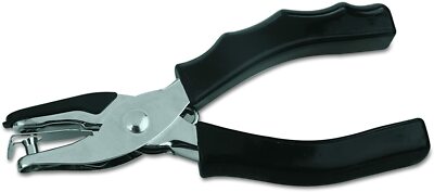 Universal Eight-Sheet Handheld 1/4 Hole Punch Metal with Black Rubber Grip