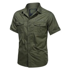New Mens Military Short Sleeves Shirts Air Force Army Cotton Camisas Shirts Tops