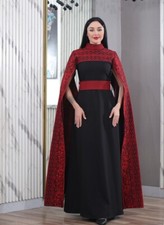 Women Palestinian Embroidered Dress Open Shoulder Drapes Traditional Tatreez