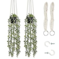Fake Hanging Plants 2 Pack Macrame Artificial Hanging Plants with Faux Vine