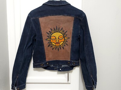 Vintage Dillards & Tahari Mystical Sun Small Blue Denim Hong Kong Jean Jacket