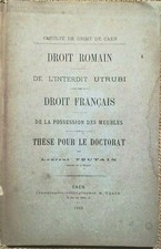 1888 LAW: Roman Law, Forbidden Utrubi, Possession of Furniture, Thesis - 7249