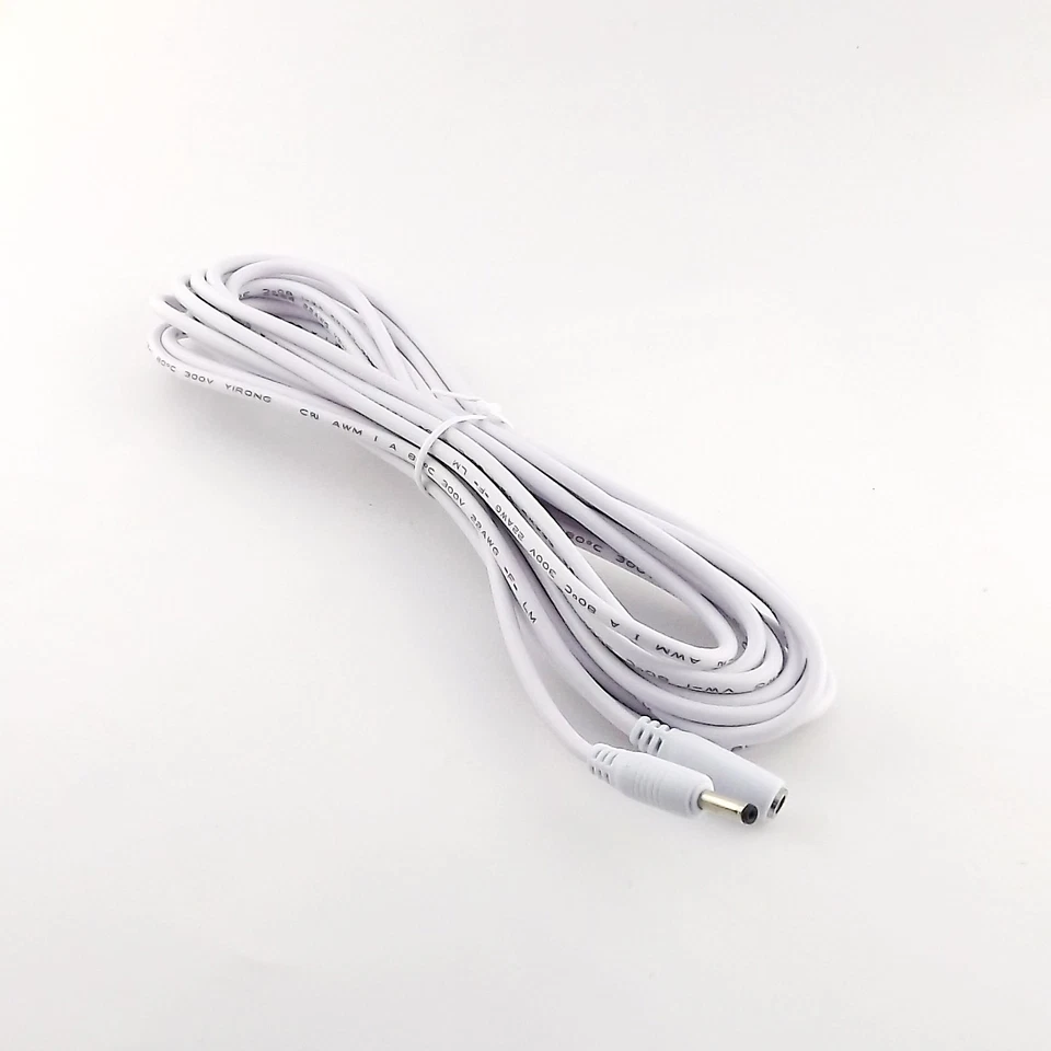 1x CCTV DC Powder 3.5mm x 1.35mm Male to Female Adapter Connector Cable White 5m - Image 2 of 4