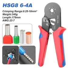 Ratchet Ferrule Crimper Pliers Crimping Tool Cable Electrical Wire Terminals Kit