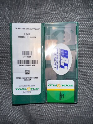 TOOL FLOW THREAD CARBIDE CHASER INSERT CR 5B75 5E W/CAVITY ZA3F QTY 5 ...