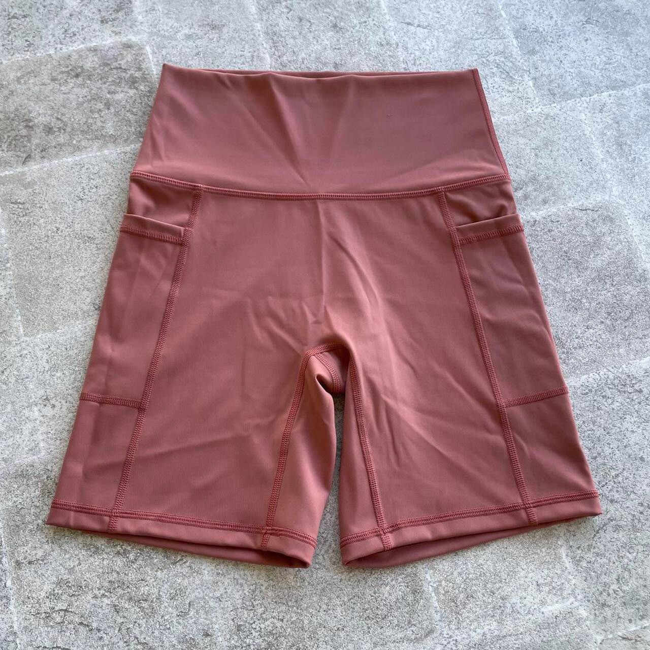 peach yoga high rise bike shorts with 
