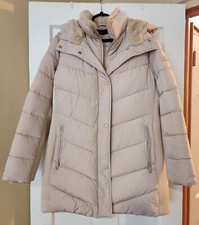 Khaki winter coat with faux fur hood size large