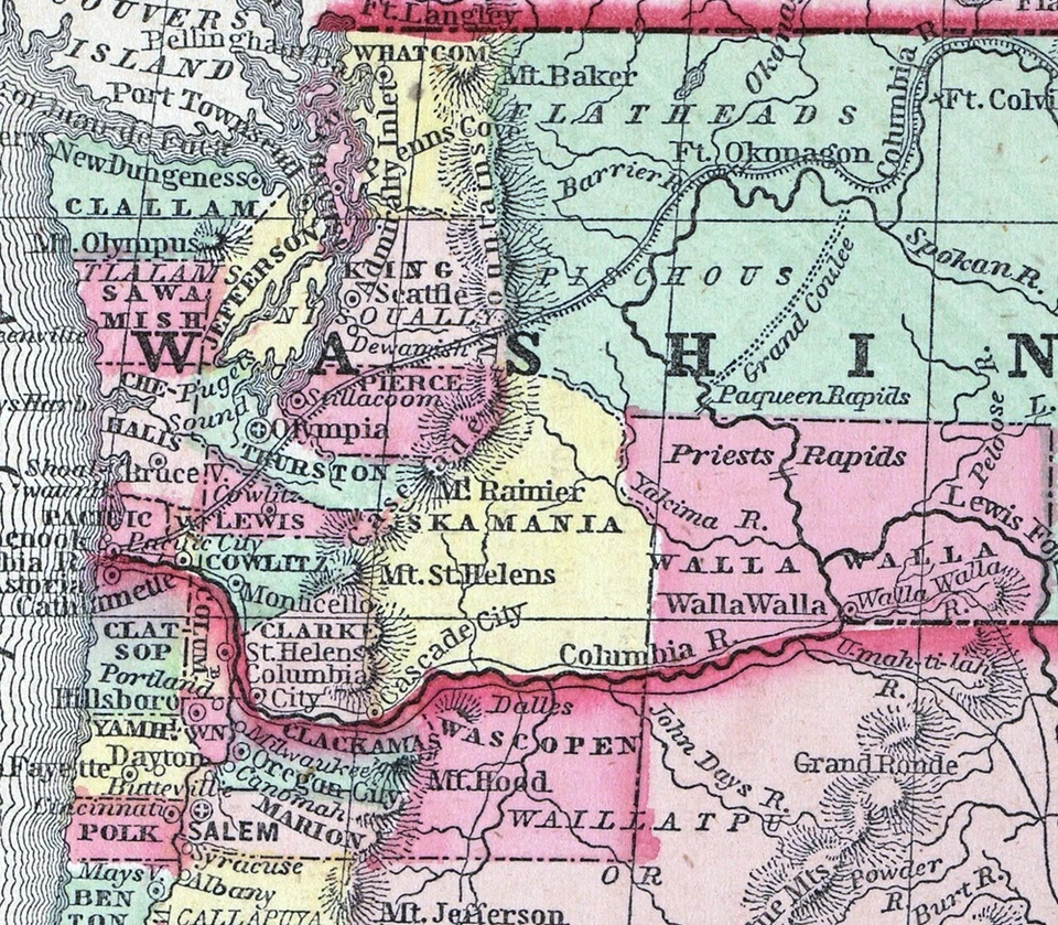 1857 Morse Map Washington Oregon Territory Idaho Seattle Astoria Salem Olympia - Image 3 of 4