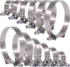 Glarks 12pcs 6 Sizes 32-116mm Stainless Steel T-bolt Hose Clamps Turbo Intake So