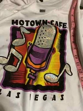 Vintage MOTOWN CAFE Shirt Adult Mens Large White Short Sleeve LAS VEGAS 