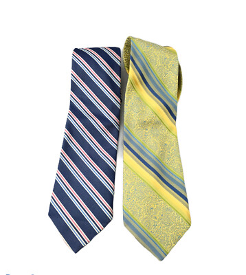 Lot Of 2 Altea Milano Striped Neckties 100% Silk Made In Italy 