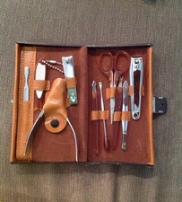 13190 10-Piece Leather Look Travel Case Manicure Set