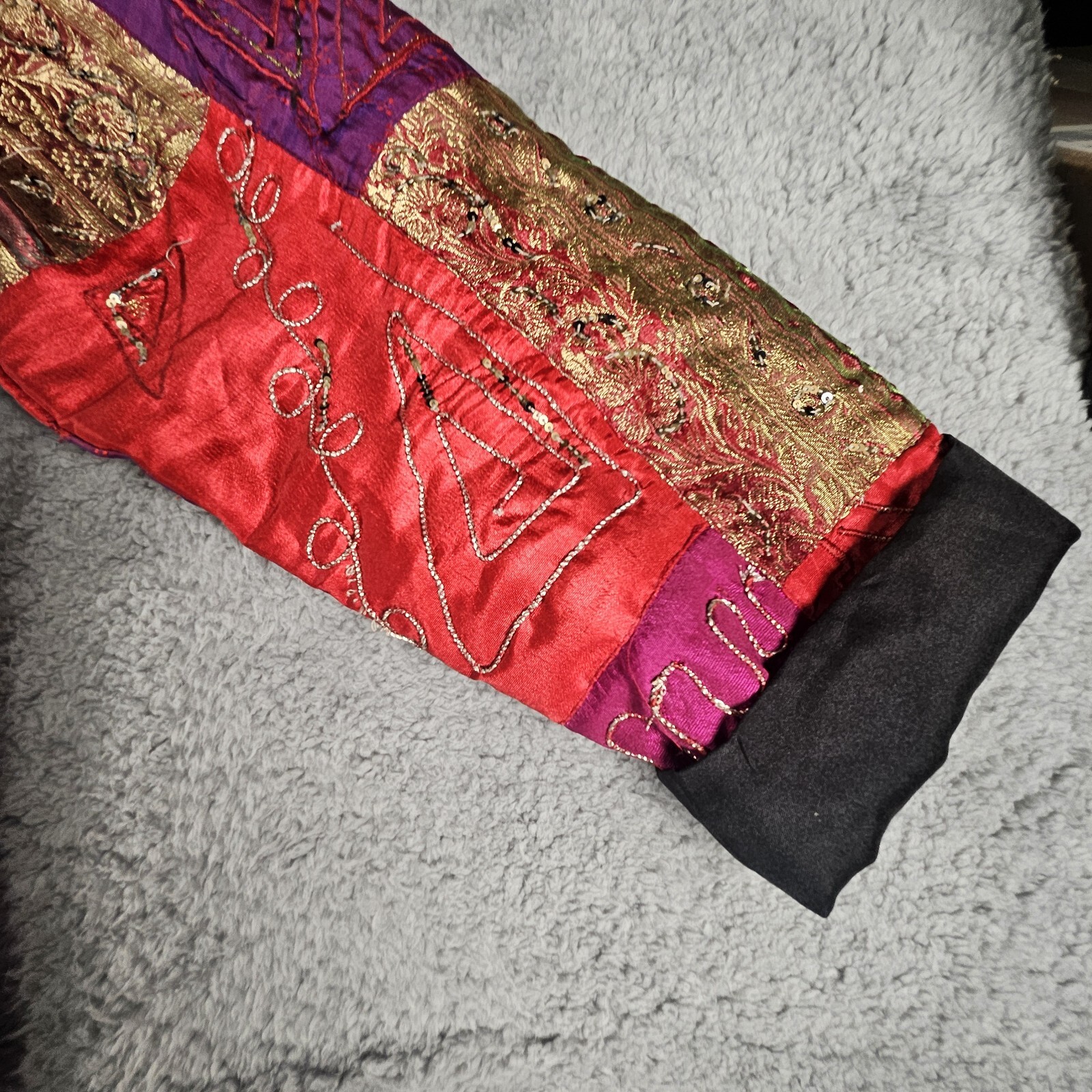 Chico's Patchwork Jacket Womens 2 Embellished Lin… - image 2