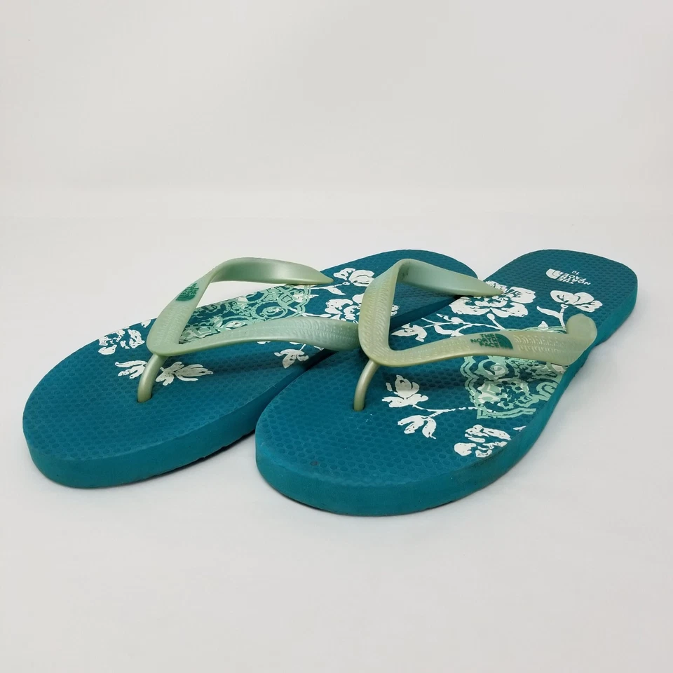 Sandalias planas sin cordones florales de goma verde The North Face para mujer talla 10 Foto 2 de 4