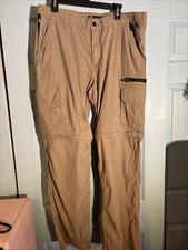 BC Clothing convertible pants MENS 34x32 CARGO Khaki ZIP POCKETS LIGHTWEIGHT