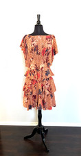Ulla Johnson Ayla Silk Dress Sz 6 Floral Ruffle