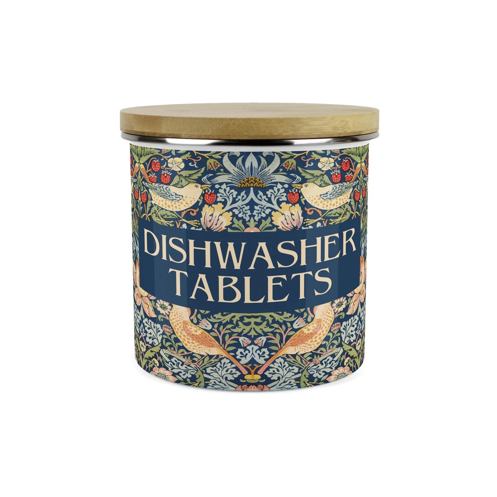 Blue Strawberry Thief Dishwasher Tablets Storage Canister - Enamel Container
Opens in a new window o