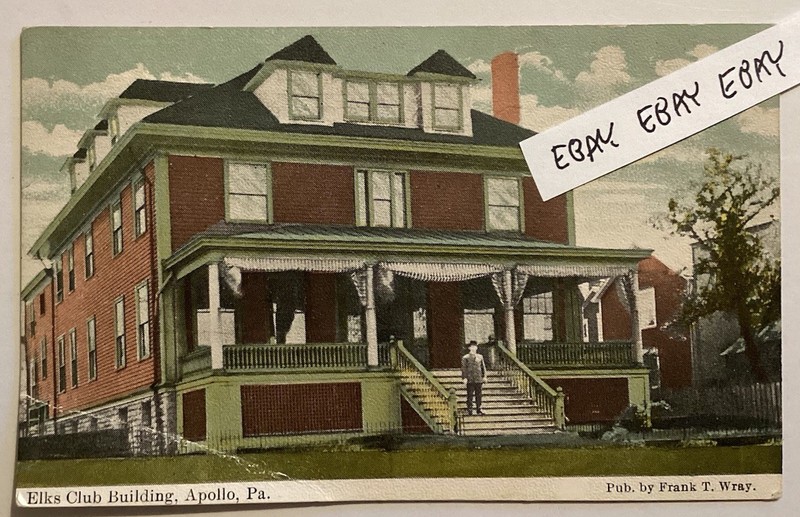 EARLY APOLLO PA. ELKS CLUB BUILDING ARMSTRONG COUNTY RARE POSTCARD