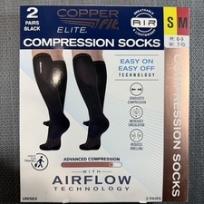 Copper Fit 2-pairs Compression Socks Knee High Black Sm/Med