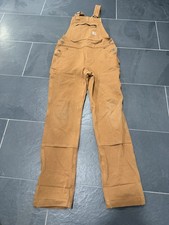 Carhartt Rugged Flex Brown Canvas Bib Overalls Womens XS 0/2 Stretch 104556