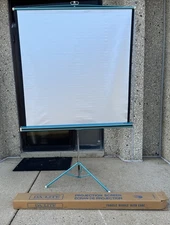 Vintage DA-LITE MOVIE SLIDE Projection Portable SCREEN 50"x 50" NICE! LOOK! USA!