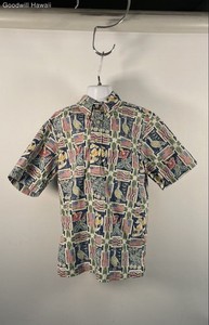 Reyn Spooner Men's Hawaiian Popover Shirt USA Hawaii Flag Nene Print Size M