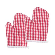 Kids Oven Mitts 2 Pcs Heat Resistant Comfortable Mini Gloves Red