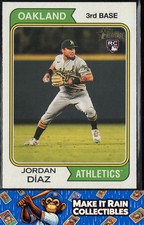 Jordan Díaz 2023 Topps Heritage #153 Oakland Athletics Rookie RC