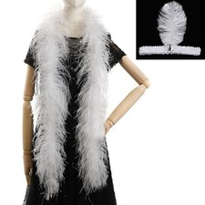 Soarer 3Ply White Ostrich Feather Boa,2Yards Long Feather Boas Bulk  Fluffy ...