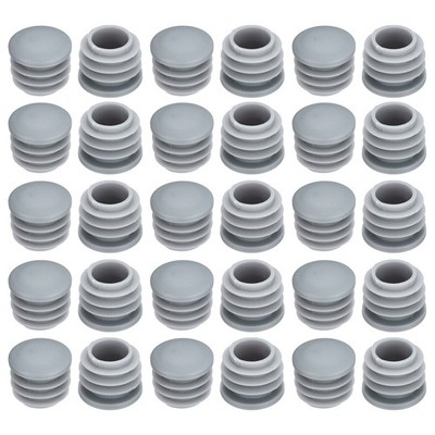 60Pcs Plastic Hole Plug 7/8'' (22mm) Round Tubing End Cap Fits 19-21.4mm, Grey