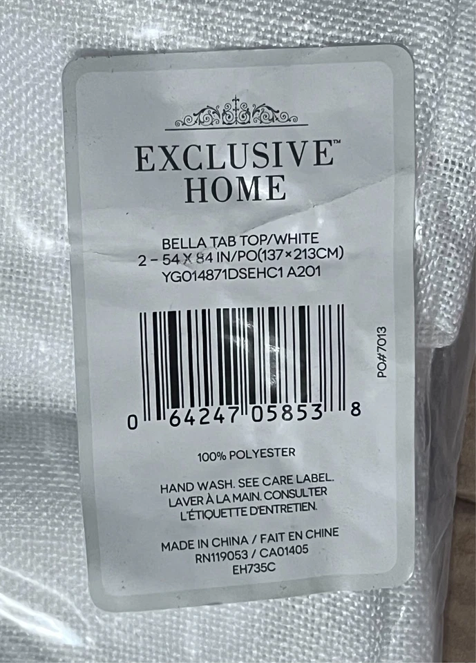 Exclusive Home Bella White Solid Sheer Tab Top Curtain, 54" W x 84" L (Set of 2) - Image 3 of 4