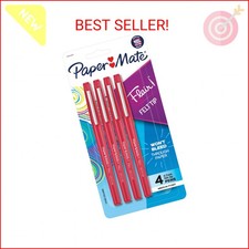 Paper Mate Flair Felt Tip Pens, Medium Point 0.7mm , Red, 4 Count