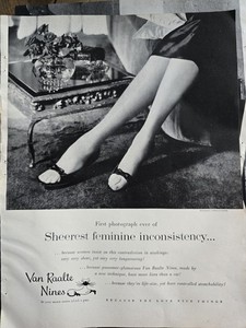 1955 Van Raalte Nines Stockings Hosiery Legs Margaret Jerrold Shoes Vintage ad
