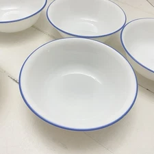 Corelle Memphis Blue Trim Coupe Cereal Soup Bowls Set of 6