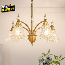 Vintage 5 Light Chandelier Brass Dining Room Light Fixtures over Table Farm....