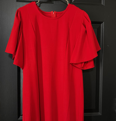 Sharagano Red Scoop Neck Short Flutter Sleeve Dress size 12 New W/O Tags