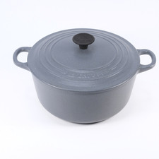 Le Creuset 22cm Cast Iron Round Casserole Dutch Oven Grey Enamel Used