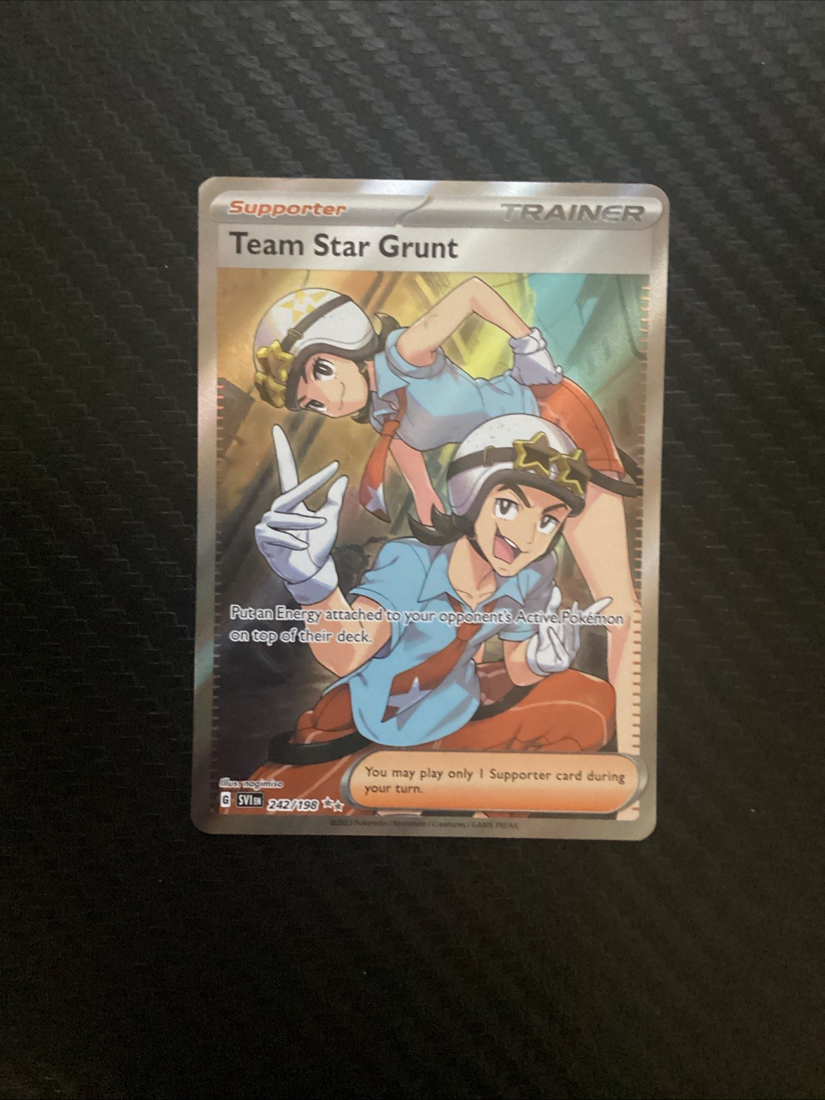 Pokemon Scarlet & Violet Team Star Grunt 242/198 Full Art Trainer Secret Rare NM