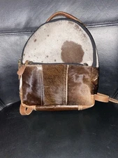 Myra Bag Stratford Trail Concealed-Carry Bag W/ Cowhide & Leather Backpack Purse