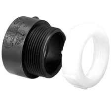 U58017 1-1/2" HXSJ TRAP ADAPTER ABS, Black/White