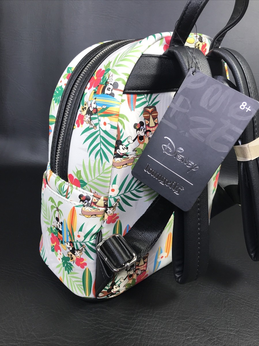 NWOT Loungefly Disney Mickey Minnie Tropical Surfboards Nylon Backpack Beach Bag Disney Parks Caribbean Beach Resort Mickey Minnie Loungefly  main image 2