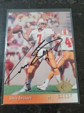RARE 1993 Upper Deck SP Craig Erickson Hand Signed On Card Auto Autograph Bucs