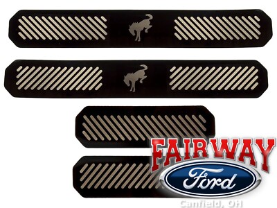21 thru 24 Bronco OEM Ford Black Platinum Stainless Door Sill Plate Set 4-Door