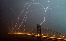 Landscape architecture bridge night lights lightning Custom Gaming Mat Desk