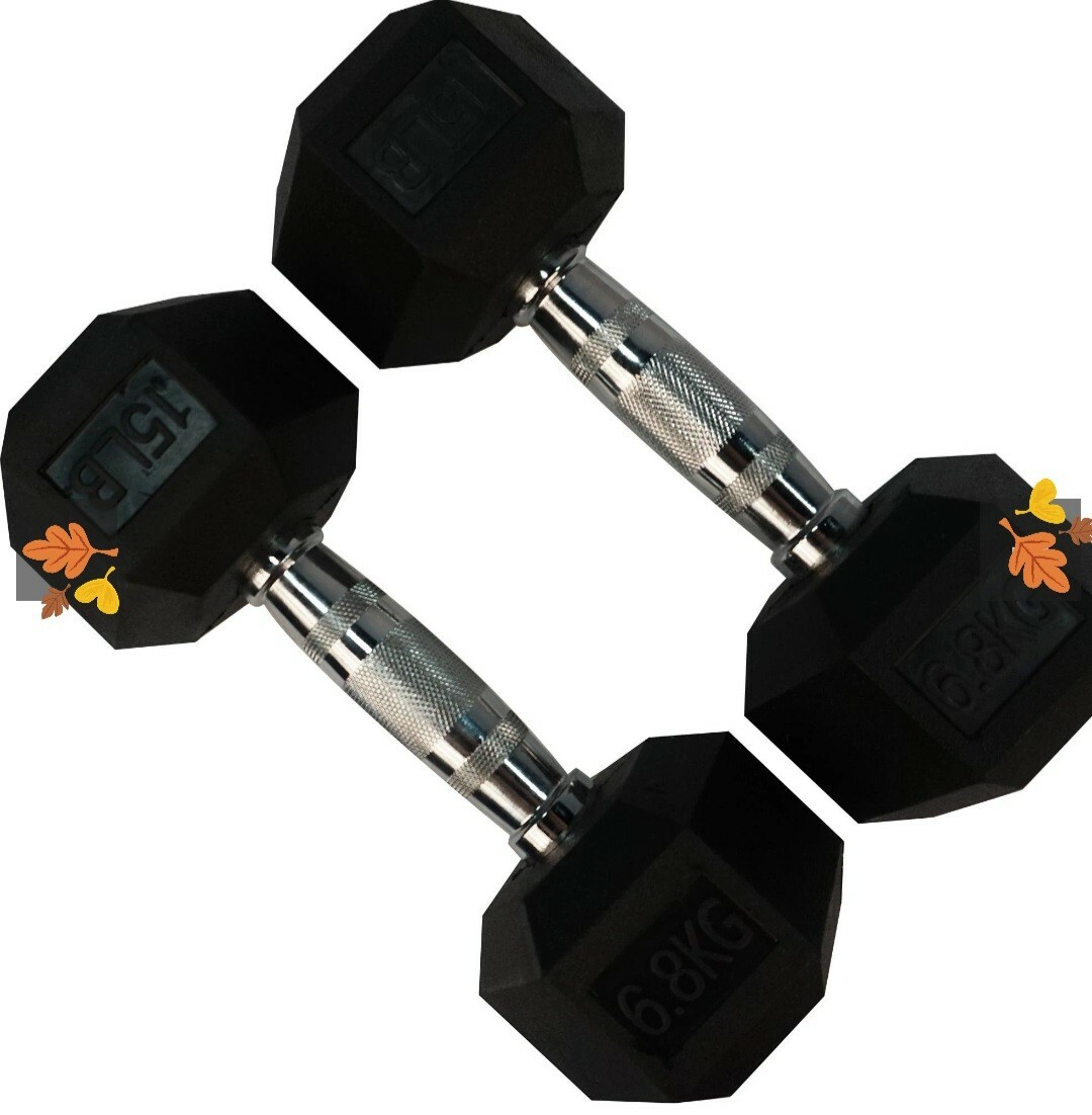 COMMERCIAL GRADE* 💪15lb Dumbbells PAIR Set (30 Lbs Total) Rubber