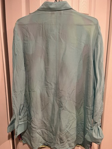 Vintage Diane Gilman Womens Silk Blouse M/L Blue Multi Sequins 1990’s Exc Cond - Picture 5 of 6