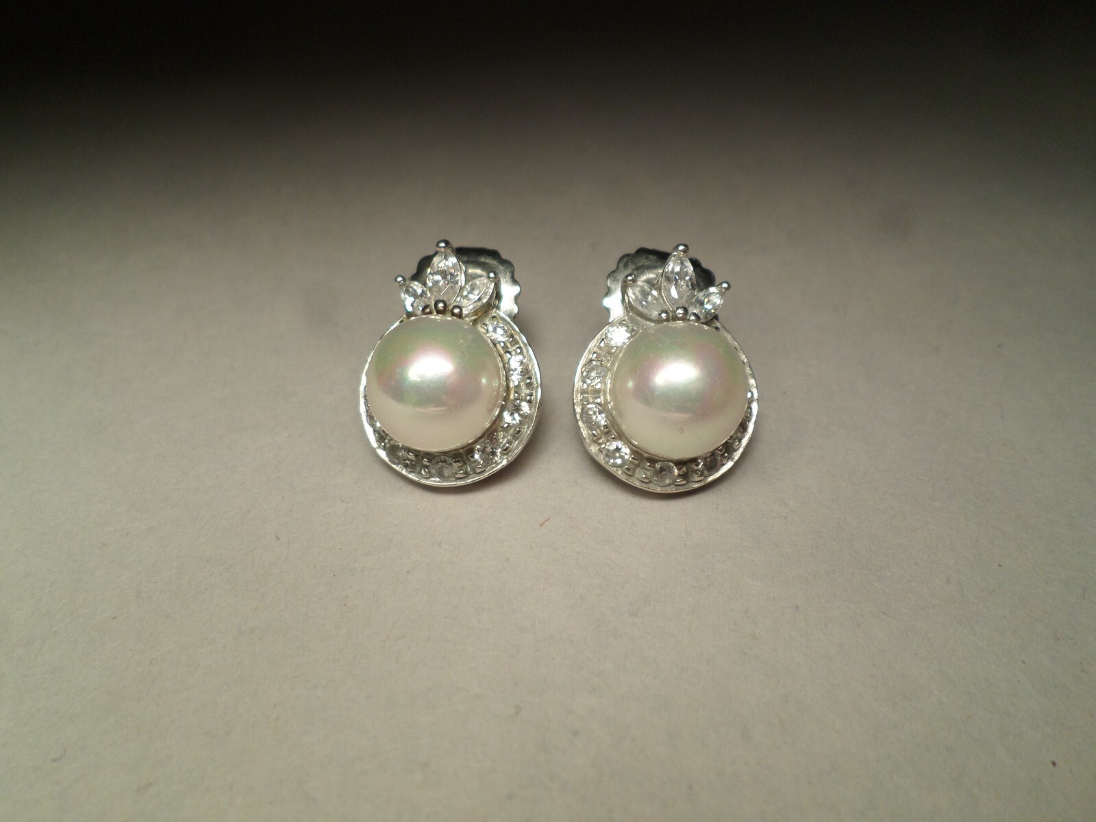 Sterling Silver Earrings Post Simulated Pearl - image 7