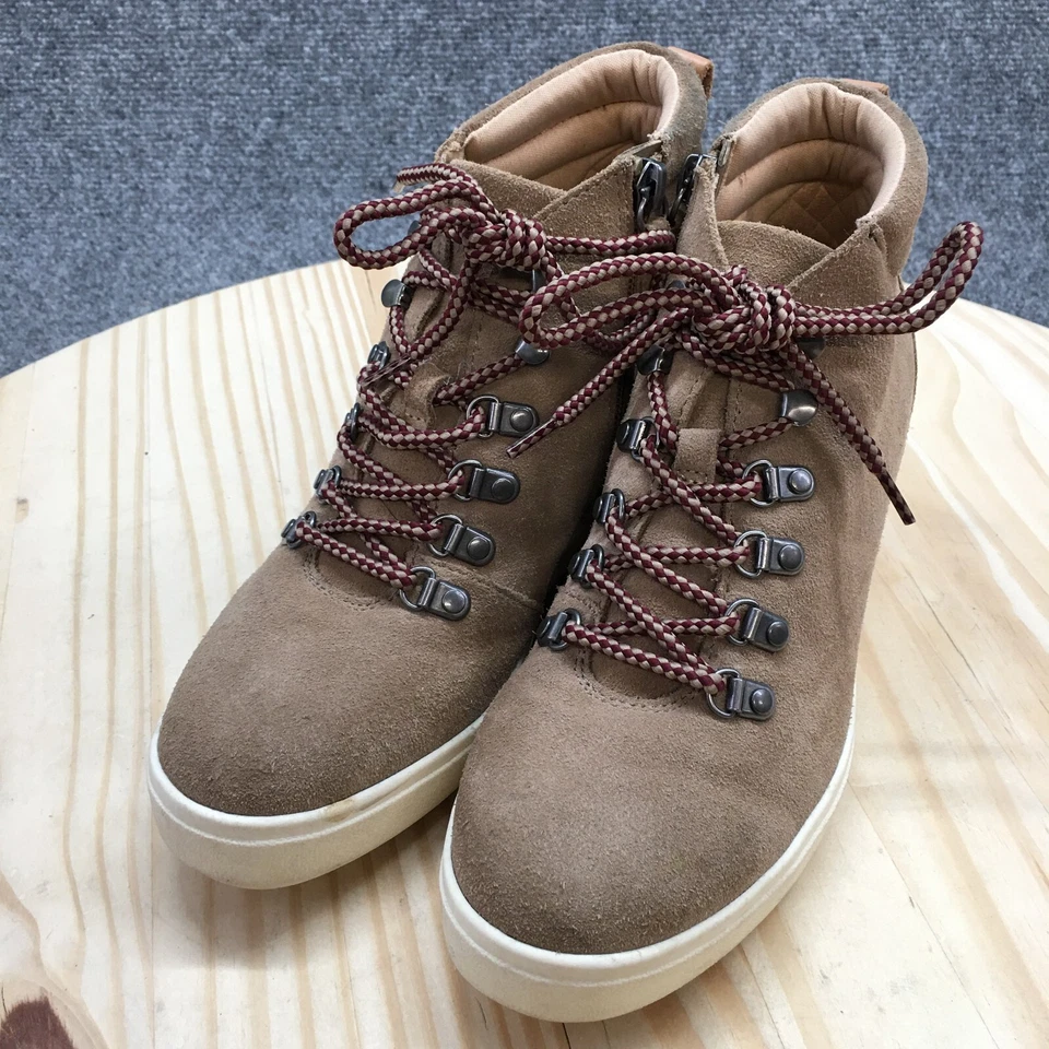 Dr Scholls Shoes Womens 6 M Suri Wedge Sneakers Beige Leather Lace Up Round Toe - Image 3 of 4