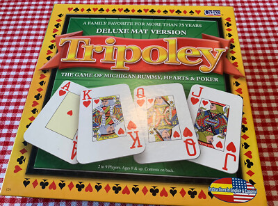 Tripoley Deluxe Mat Version Michigan Rummy Hearts & Texas Hold  Em COMPLETE