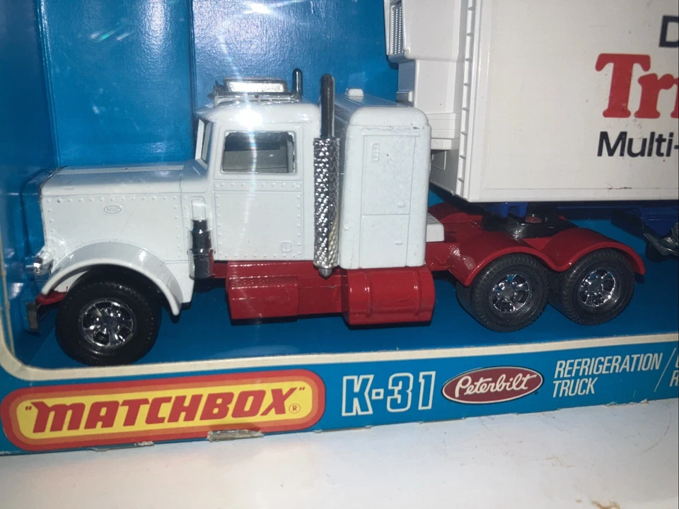 Camión de refrigeración Matchbox Superkings K-31 Peterbilt muy raro 'Trink 10' sin usar, en caja Foto 3 de 4
